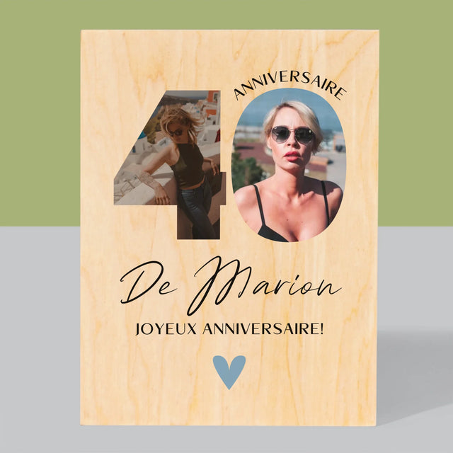 Collage Photo De Lettre: 40 Ans, Des Beaux Moments - Impression Sur Bois