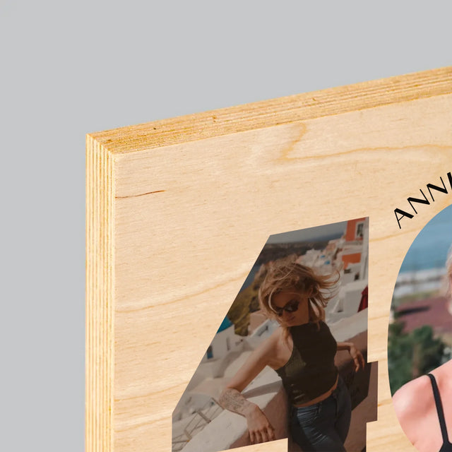 Collage Photo De Lettre: 40 Ans, Des Beaux Moments - Impression Sur Bois