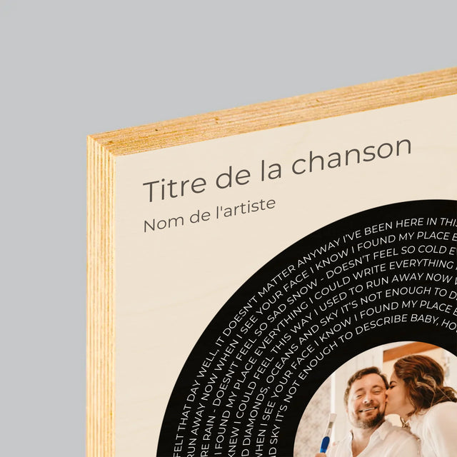 La Photo Et Un Texte: Paroles De Chanson Avec Votre Photo - Impression Sur Bois
