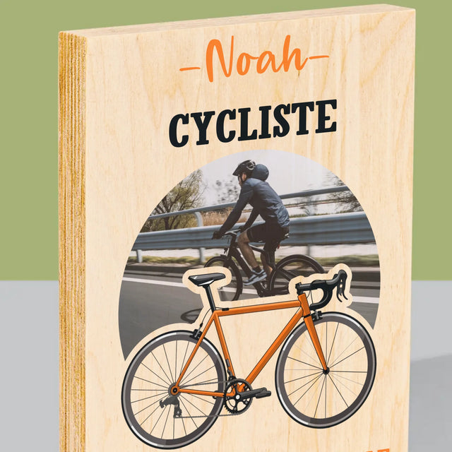 La Photo Et Un Texte: Cycliste Qui Mérite Une Médaille - Impression Sur Bois