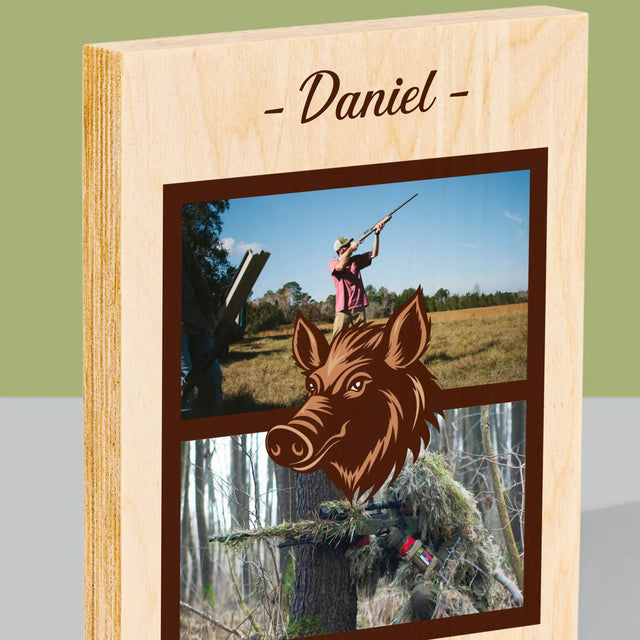 Le Collage Photo: Pourfendeur Du Sanglier - Impression Sur Bois