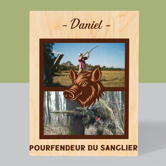 Le Collage Photo: Pourfendeur Du Sanglier - Impression Sur Bois