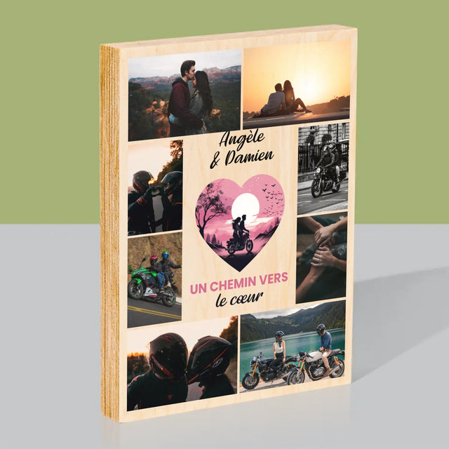 Le Collage Photo: Un Chemin Vers Le Cœur - Impression Sur Bois