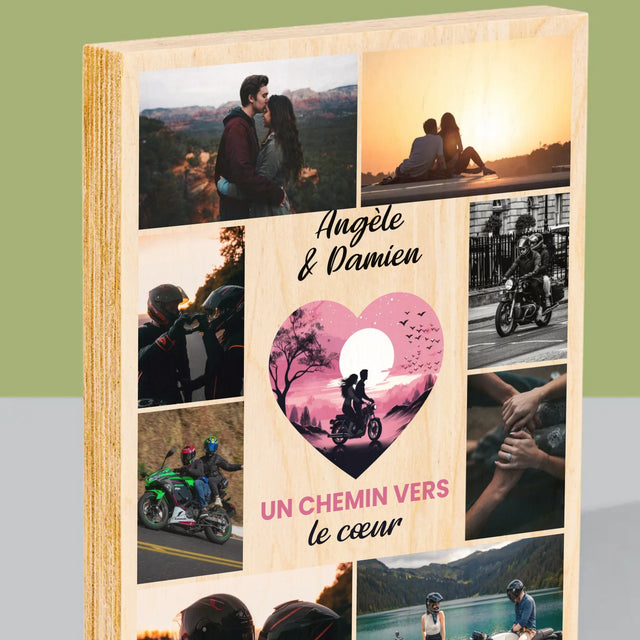 Le Collage Photo: Un Chemin Vers Le Cœur - Impression Sur Bois