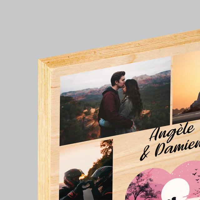 Le Collage Photo: Un Chemin Vers Le Cœur - Impression Sur Bois