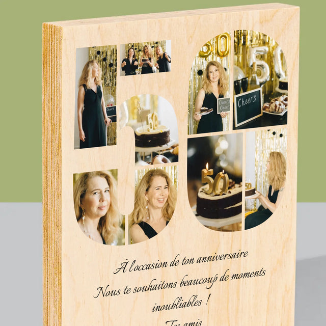 Forme Des Photos: 50 Anniversaire Vœux - Impression Sur Bois