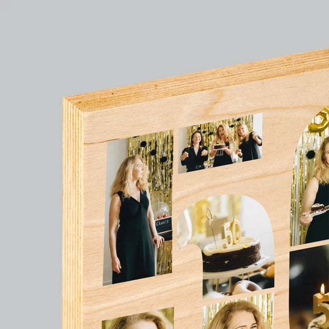 Forme Des Photos: 50 Anniversaire Vœux - Impression Sur Bois