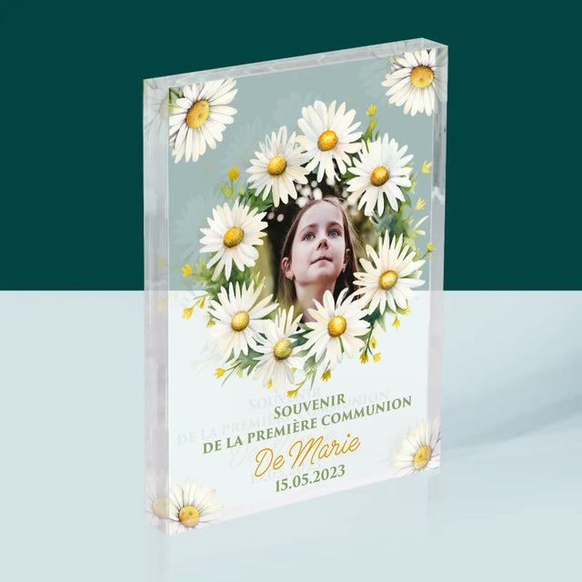 La Photo Et Un Texte: Souvenir De Communion, Marguerites - Bloc Acrylique