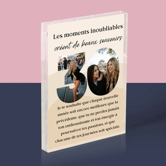 Collage Photo De Lettre: 30 Anniversaire - Bloc Acrylique