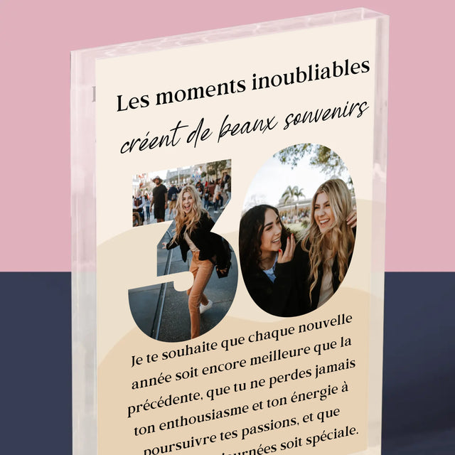 Collage Photo De Lettre: 30 Anniversaire - Bloc Acrylique