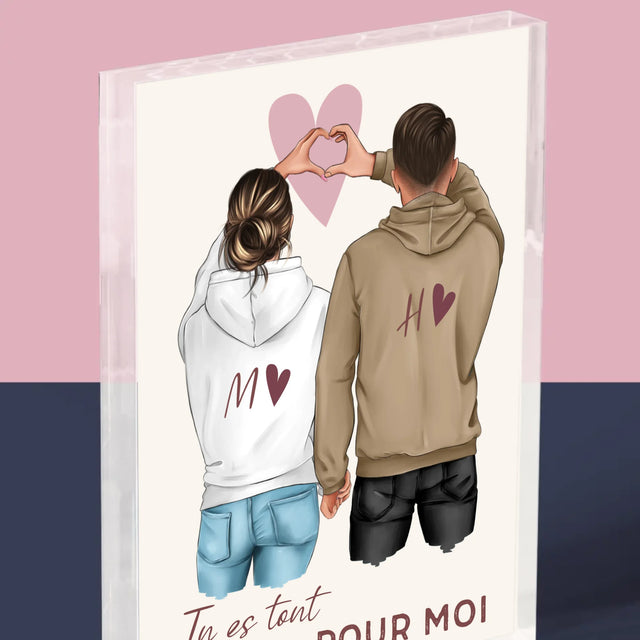 La Création Du Personnage: Couple Cœur - Bloc Acrylique