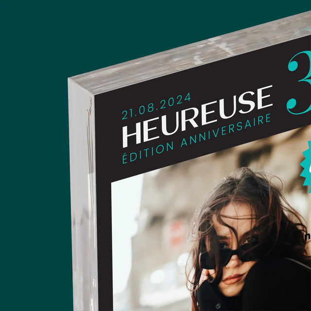 La Couverture De Magazine: Heureuse 30 - Bloc Acrylique