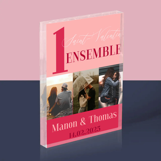 Le Collage Photo: Première Saint-Valentin Ensemble - Bloc Acrylique