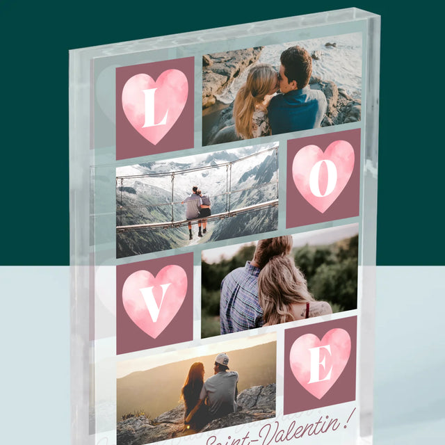 Le Collage Photo: Cœurs Amour - Bloc Acrylique