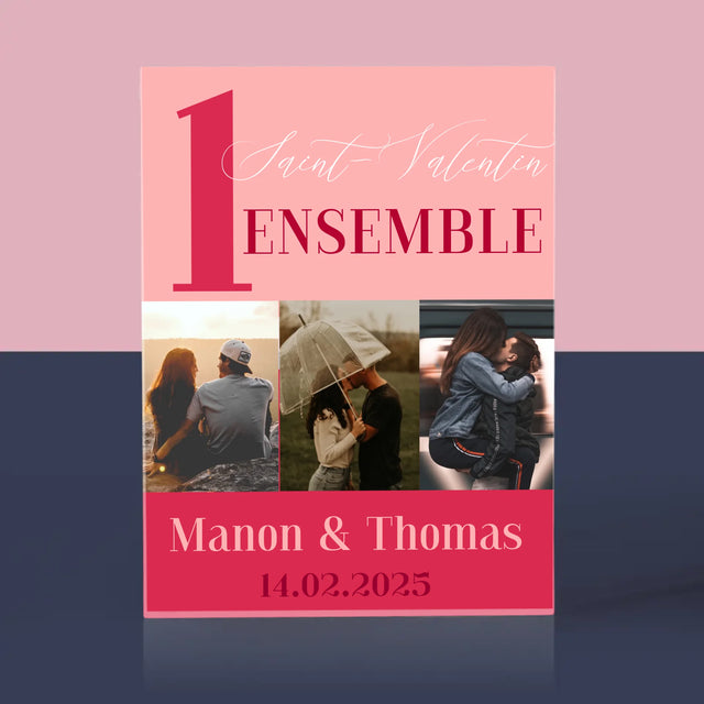 Le Collage Photo: Première Saint-Valentin Ensemble - Bloc Acrylique
