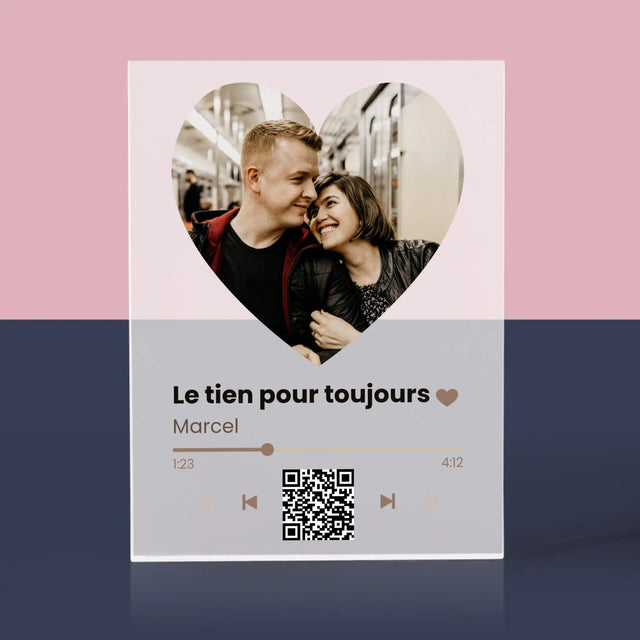 La Photo Et Un Texte: Notre Chanson Cœur Code Qr - Bloc Acrylique