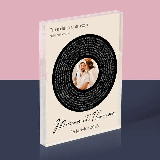 La Photo Et Un Texte: Paroles De Chanson Avec Votre Photo - Bloc Acrylique