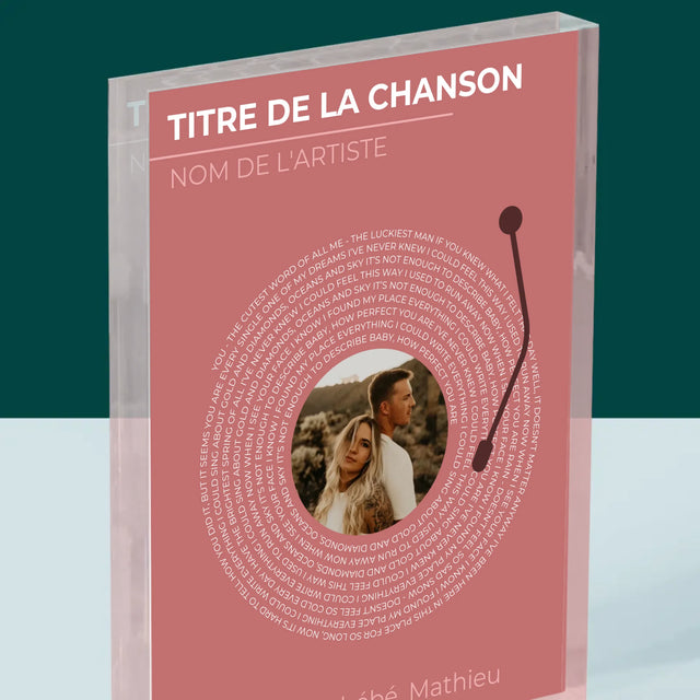 La Photo Et Un Texte: Notre Chanson Disque Vinyle - Bloc Acrylique