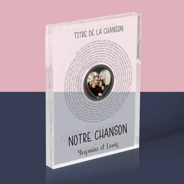 La Photo Et Un Texte: Notre Chanson Avec Les Paroles - Bloc Acrylique