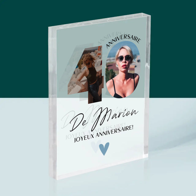 Collage Photo De Lettre: 40 Ans, Des Beaux Moments - Bloc Acrylique