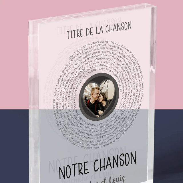 La Photo Et Un Texte: Notre Chanson Avec Les Paroles - Bloc Acrylique