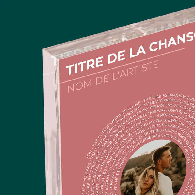 La Photo Et Un Texte: Notre Chanson Disque Vinyle - Bloc Acrylique