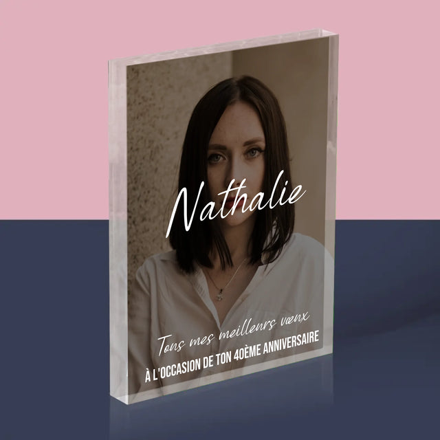 La Photo Et Un Texte: 40E Anniversaire Joyeux Anniversaire - Bloc Acrylique