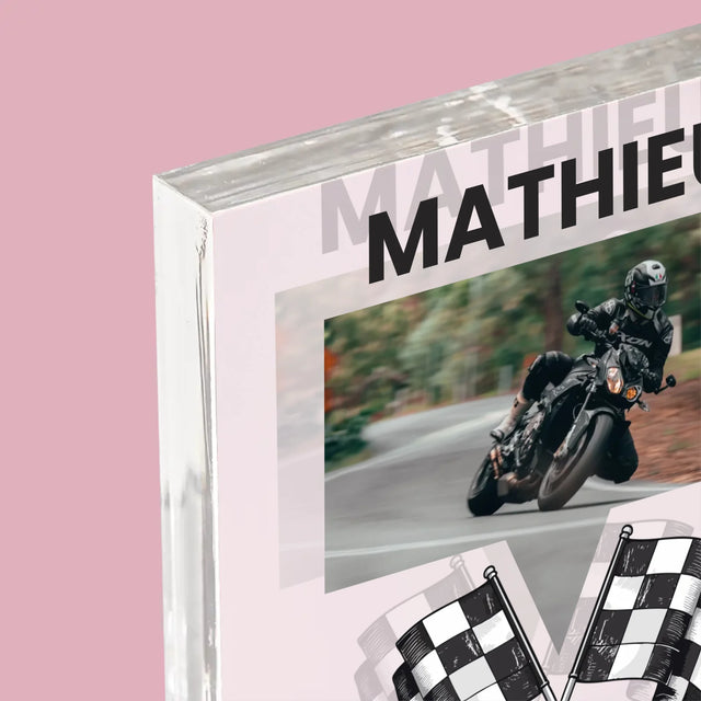 La Photo Et Un Texte: Premier À La Ligne D'Arrivée - Bloc Acrylique