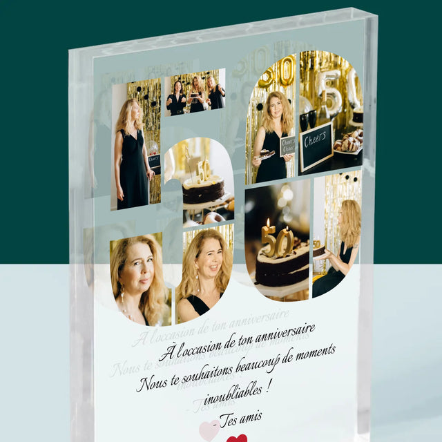 Forme Des Photos: 50 Anniversaire Vœux - Bloc Acrylique