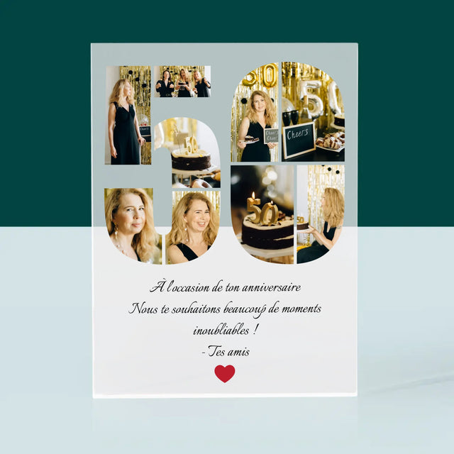 Forme Des Photos: 50 Anniversaire Vœux - Bloc Acrylique