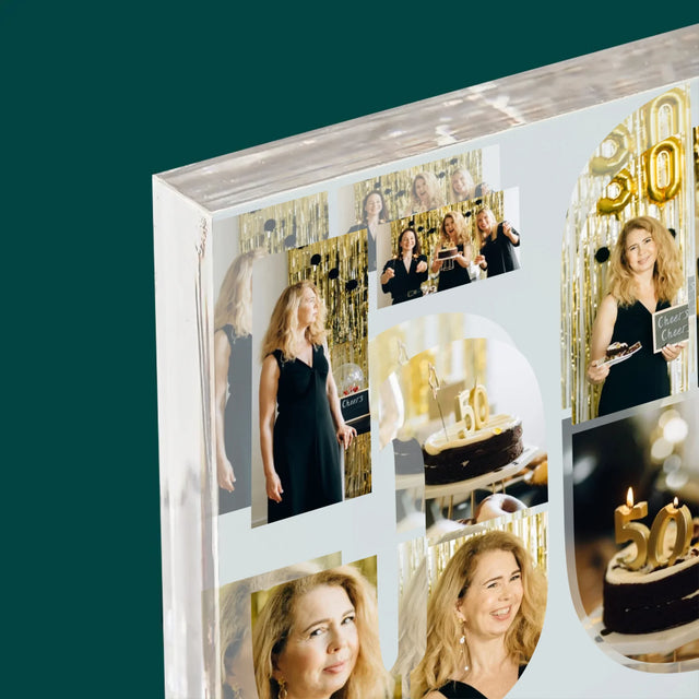 Forme Des Photos: 50 Anniversaire Vœux - Bloc Acrylique