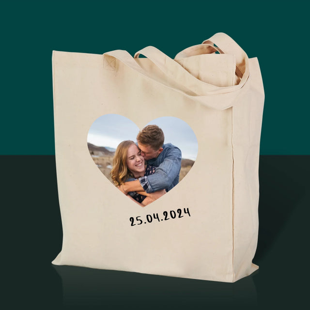 La Photo Et Un Texte: Photo Dans Le Cœur - Sac En Toile