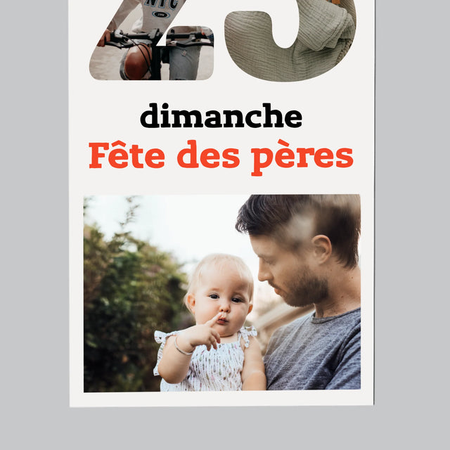 Collage Photo De Lettre: Fête Des Pères Page Du Calendrier - Aimant Pour Frigo
