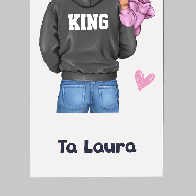 La Création Du Personnage: Papa Avec Enfant - Aimant Pour Frigo