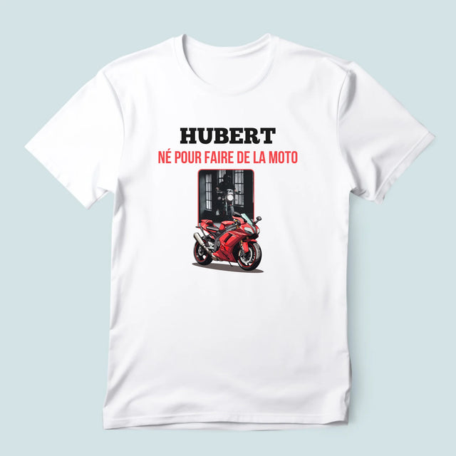 La Photo Et Un Texte: Né Pour Faire De La Moto - T-Shirt Pour Hommes