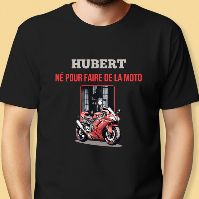 La Photo Et Un Texte: Né Pour Faire De La Moto - T-Shirt Pour Hommes
