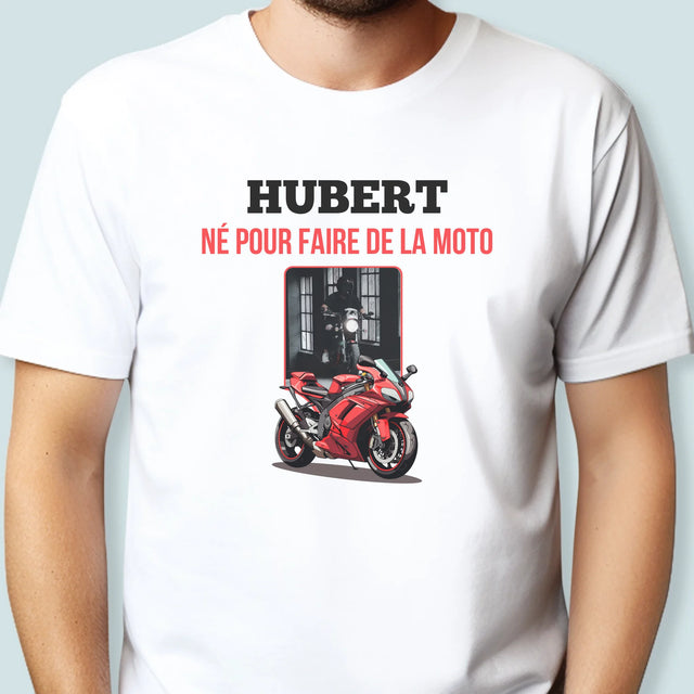 La Photo Et Un Texte: Né Pour Faire De La Moto - T-Shirt Pour Hommes