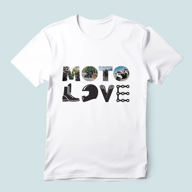 Collage Photo De Lettre: Motolove - T-Shirt Pour Hommes