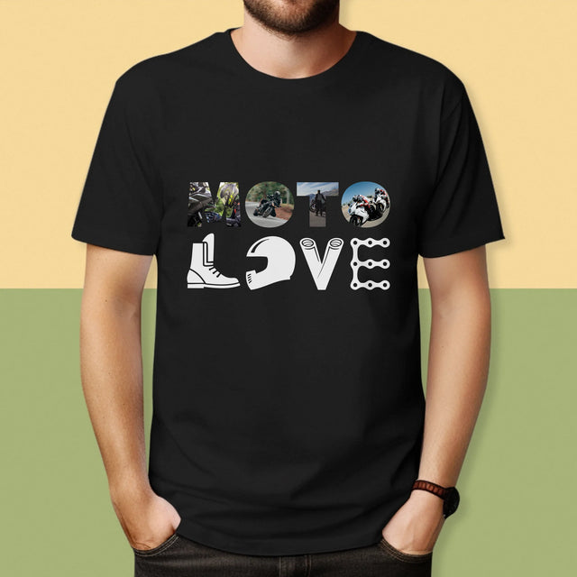 Collage Photo De Lettre: Motolove - T-Shirt Pour Hommes
