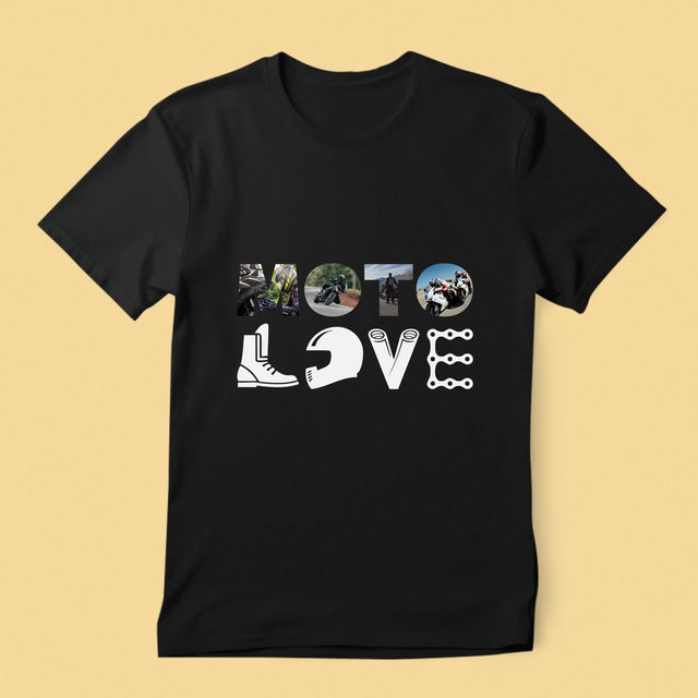 Collage Photo De Lettre: Motolove - T-Shirt Pour Hommes