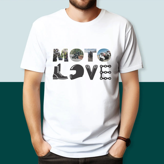 Collage Photo De Lettre: Motolove - T-Shirt Pour Hommes