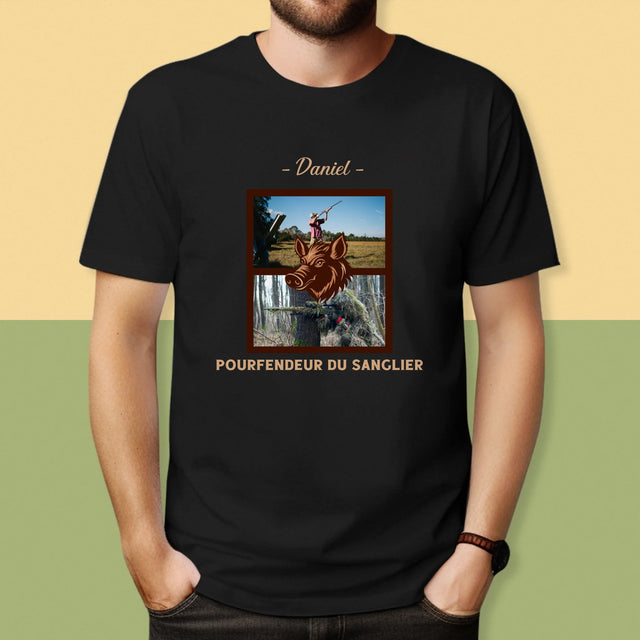 Le Collage Photo: Pourfendeur Du Sanglier - T-Shirt Pour Hommes