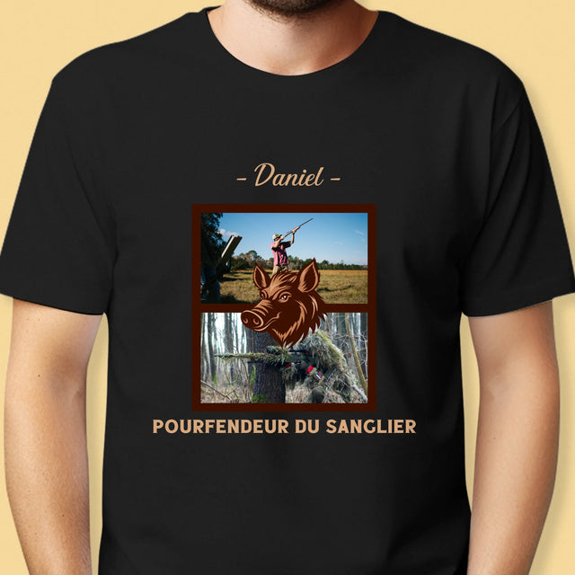 Le Collage Photo: Pourfendeur Du Sanglier - T-Shirt Pour Hommes