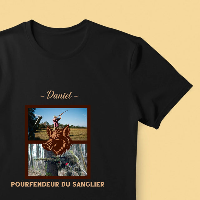 Le Collage Photo: Pourfendeur Du Sanglier - T-Shirt Pour Hommes