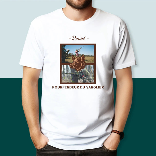 Le Collage Photo: Pourfendeur Du Sanglier - T-Shirt Pour Hommes