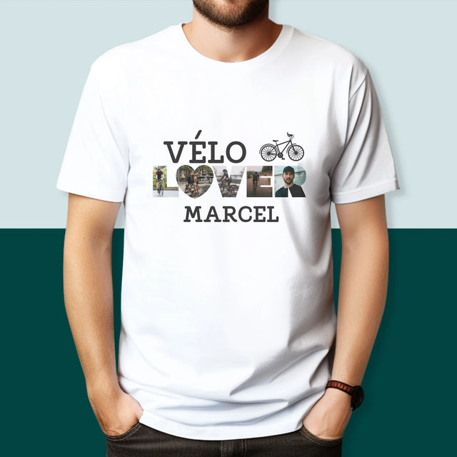 Collage Photo De Lettre: Vélo Lover - T-Shirt Pour Hommes