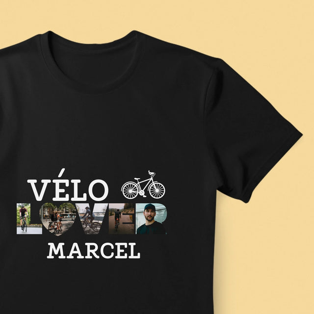 Collage Photo De Lettre: Vélo Lover - T-Shirt Pour Hommes