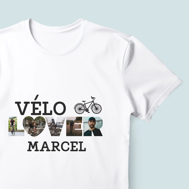 Collage Photo De Lettre: Vélo Lover - T-Shirt Pour Hommes