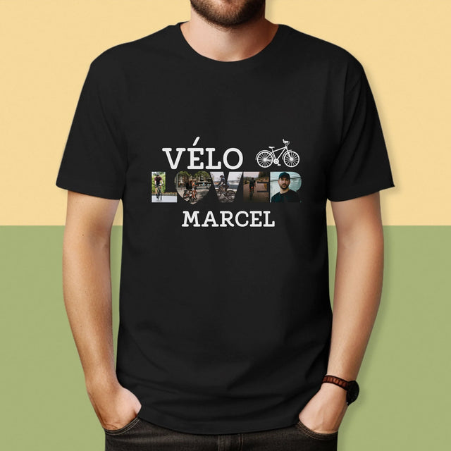 Collage Photo De Lettre: Vélo Lover - T-Shirt Pour Hommes