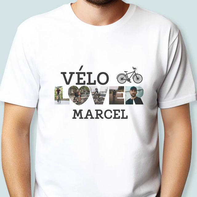Collage Photo De Lettre: Vélo Lover - T-Shirt Pour Hommes